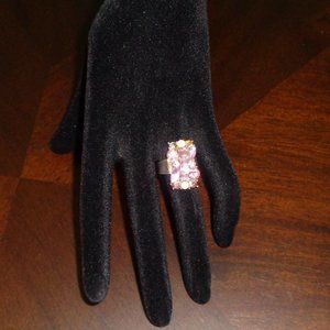 Pink beaded ring- costume jewelry